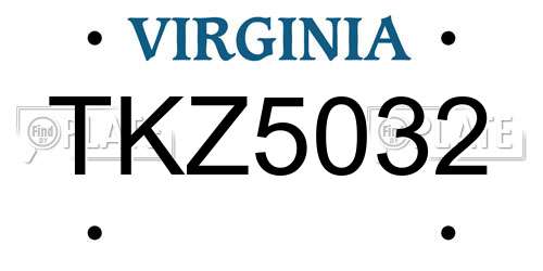 TKZ5032 Virginia License Plate