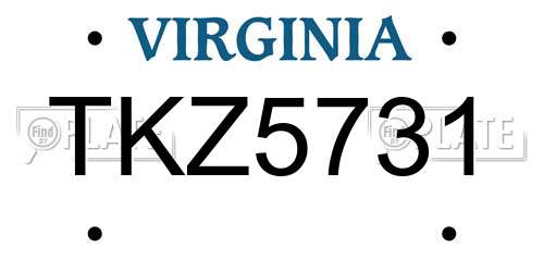 TKZ5731 Virginia License Plate