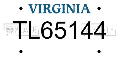 TL65144 Virginia License Plate