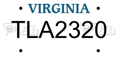 TLA2320 Virginia License Plate