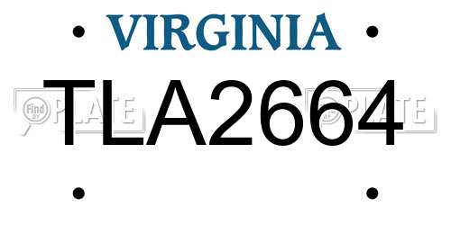 TLA2664 Virginia License Plate