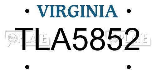 TLA5852 Virginia License Plate