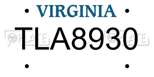 TLA8930 Virginia License Plate