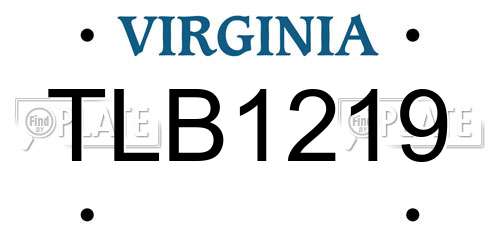 TLB1219 Virginia License Plate