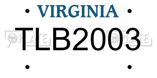 TLB2003 Virginia License Plate