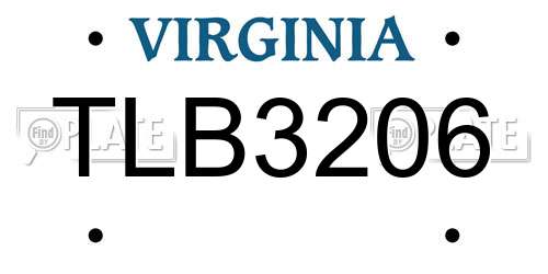 TLB3206 Virginia License Plate