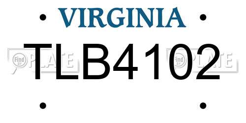 TLB4102 Virginia License Plate