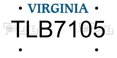 TLB7105 Virginia License Plate