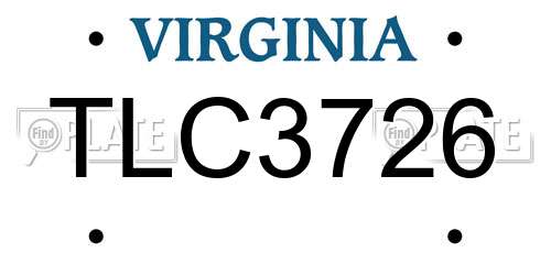 TLC3726 Virginia License Plate