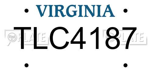 TLC4187 Virginia License Plate