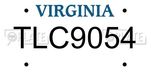 TLC9054 Virginia License Plate