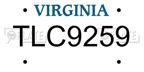 TLC9259 Virginia License Plate