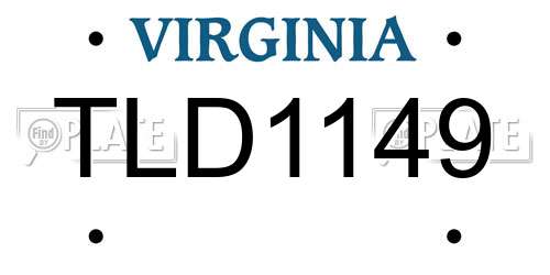 TLD1149 Virginia License Plate