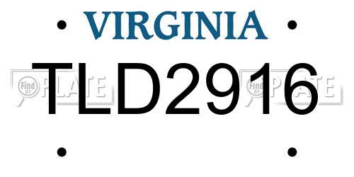 TLD2916 Virginia License Plate
