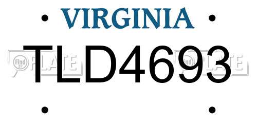 TLD4693 Virginia License Plate