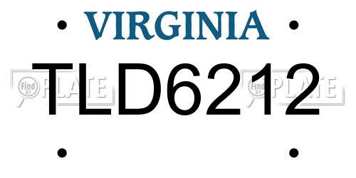 TLD6212 Virginia License Plate