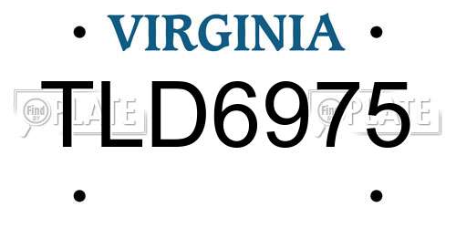 TLD6975 Virginia License Plate