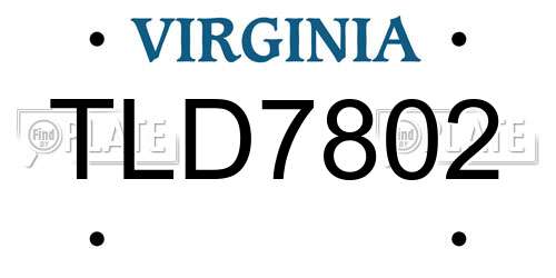 TLD7802 Virginia License Plate