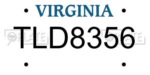 TLD8356 Virginia License Plate