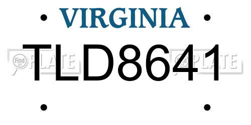 TLD8641 Virginia License Plate