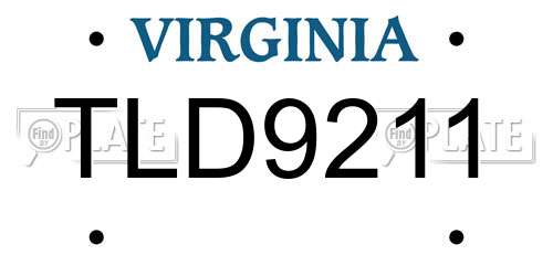 TLD9211 Virginia License Plate