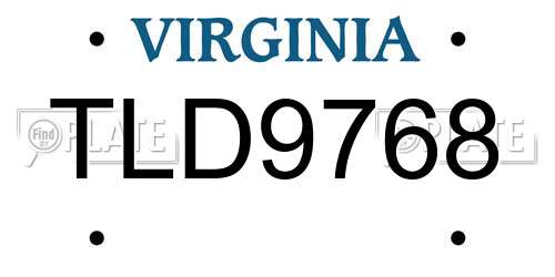 TLD9768 Virginia License Plate