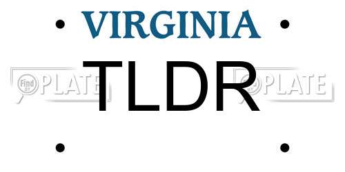 TLDR Virginia License Plate