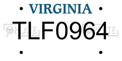 TLF0964 Virginia License Plate