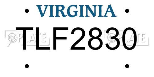 TLF2830 Virginia License Plate