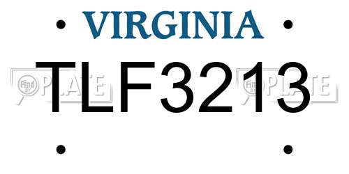 TLF3213 Virginia License Plate