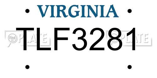 TLF3281 Virginia License Plate