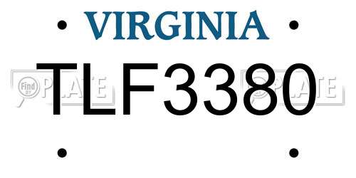 TLF3380 Virginia License Plate