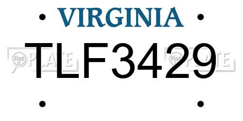 TLF3429 Virginia License Plate