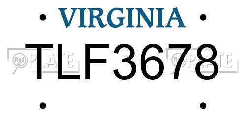 TLF3678 Virginia License Plate