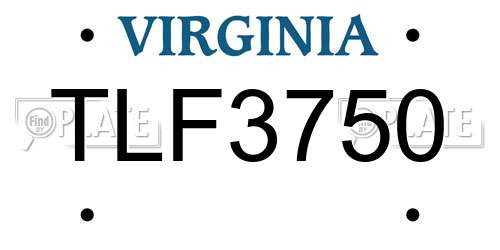 TLF3750 Virginia License Plate