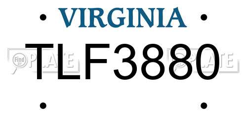 TLF3880 Virginia License Plate