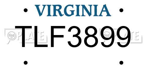 TLF3899 Virginia License Plate