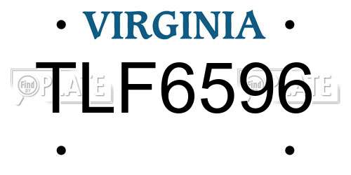 TLF6596 Virginia License Plate