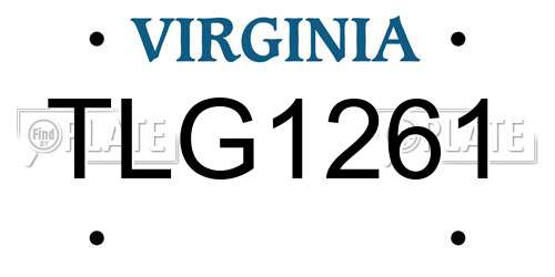 TLG1261 Virginia License Plate