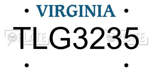 TLG3235 Virginia License Plate
