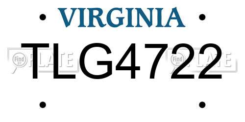 TLG4722 Virginia License Plate