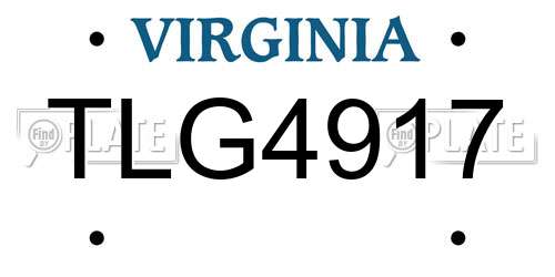 TLG4917 Virginia License Plate