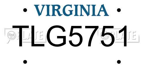 TLG5751 Virginia License Plate