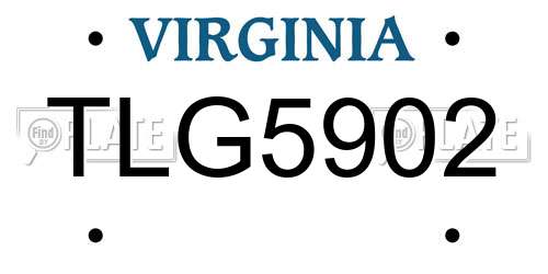 TLG5902 Virginia License Plate