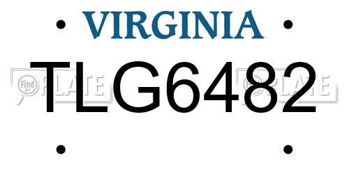 TLG6482 Virginia License Plate