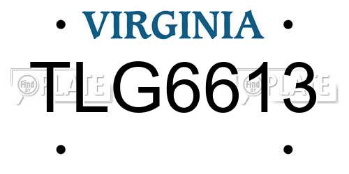 TLG6613 Virginia License Plate