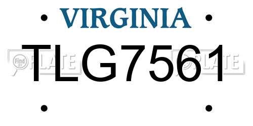 TLG7561 Virginia License Plate