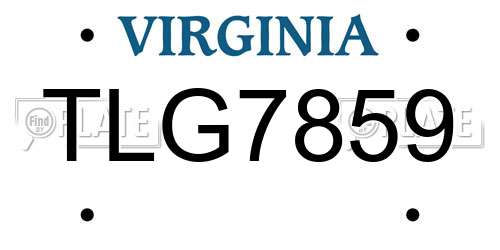 TLG7859 Virginia License Plate