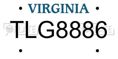 TLG8886 Virginia License Plate