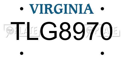 TLG8970 Virginia License Plate